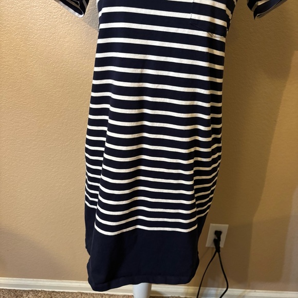J. Crew Dress XS Navy White Nautical Striped Mini T-Shirt Dress Short Slv Cotton - Picture 6 of 15
